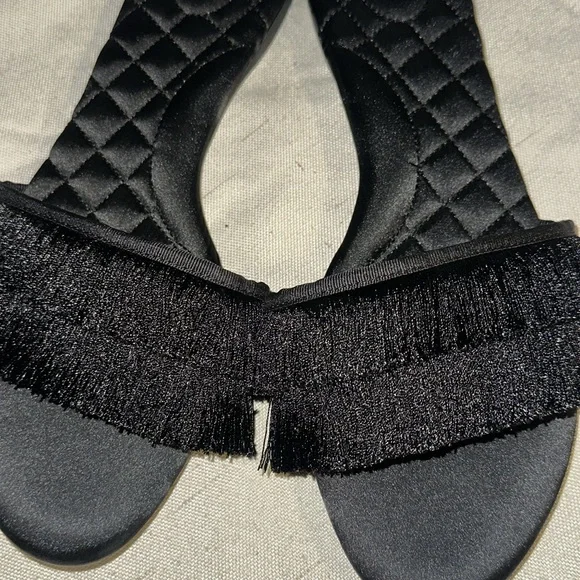 Birdies Black Quilted Fringe Slides - Picture 6 of 10